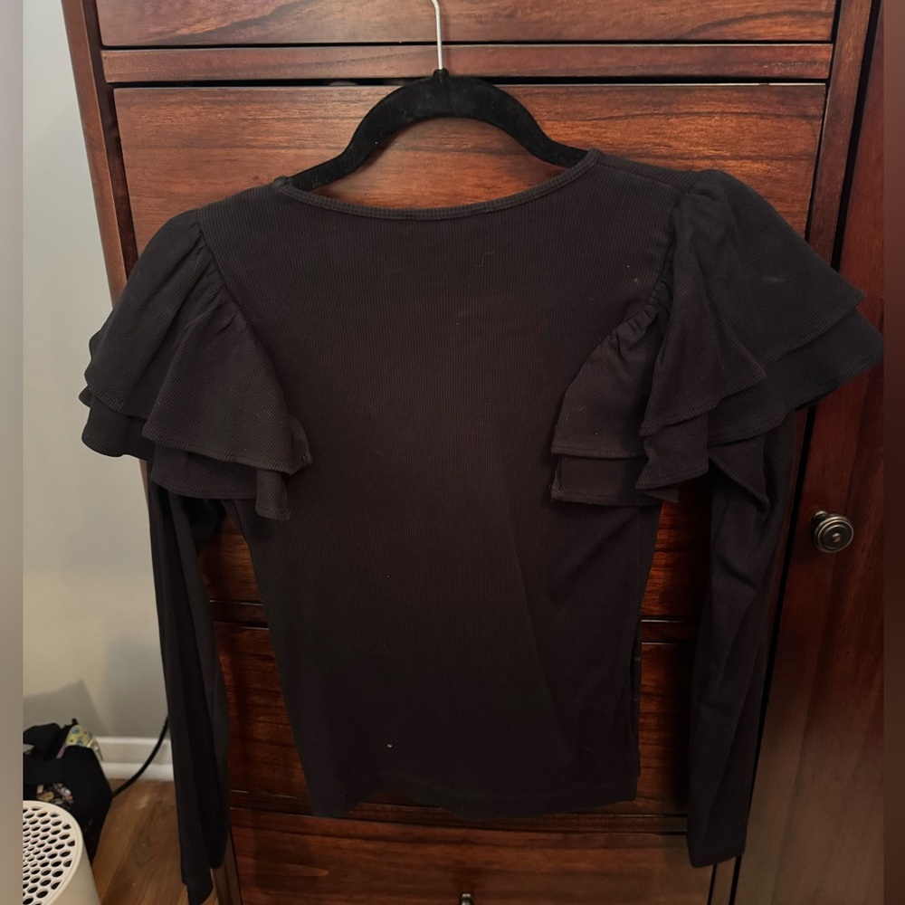 Zara Ruffled Ribbed Shirt